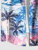 Plus Size Coconut Tree Tropical Leaf Print Buttons Pocket Hawaii Shirt For Men -  