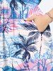 Robe mi-longue hawaïenne fendue à imprimé feuilles tropicales de cocotier grande taille - Bleu Ciel XXS