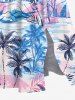 Plus Size Coconut Tree Tropical Leaf Print Split Hawaii Midi Dress -  