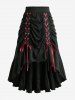 Jupe asymétrique à volants et œillets, lacée et froncée, grande taille - Noir 1X | US 14-16