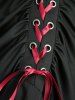 Jupe asymétrique à volants et œillets, lacée et froncée, grande taille - Noir 1X | US 14-16