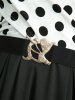 Robe vintage grande taille à pois, à empiècements croisés et fronces, avec ceinture à boucle - Noir 2X | US 18-20
