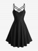 Robe grande taille à fleurs, laçage, volants, manches évasées, asymétrique et décolleté en V avec empiècement croisé. - Rouge foncé 4X | US 26-28
