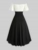 Plus Size Tie Cinched Ruffles Ruched Buttons Off The Shoulder High Low Dress -  