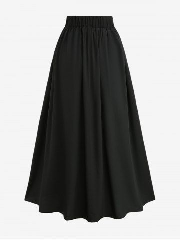 Tie Dye Ombre Jacquard Surplice Buckle Belted Top and Mock Button Layered Pocket A Line Skirt Plus Size Outfit