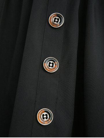 Tie Dye Ombre Jacquard Surplice Buckle Belted Top and Mock Button Layered Pocket A Line Skirt Plus Size Outfit