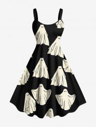Plus Size Halloween Ghost Print Tank Dress -  