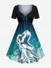 Dinosaur Skeleton Ombre Sky Print Plus Size Matching Outfit For Couples -  