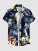 Matching Hawaii Shirt and Romper Plus Size Beach Outfit Coconut Tree Hibiscus Flower Beer Shell Print For Couples -  