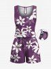 Matching Hawaii Shirt and Romper Plus Size Beach Outfit Ombre Flower Print For Couples -  