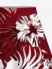 Hibiscus Flower Tropical Leaf Print Plus Size Hawaii Matching Set -  