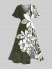 Hibiscus Flowers Leaf Print Plus Size Matching Hawaii Beach Outfit For Couples -  