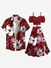 Hibiscus Flower Tropical Leaf Print Plus Size Matching Hawaii Beach Outfit For Couples -  