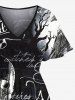 Plus Size Skull Bat Letters Moon Print Halloween Split Pocket A Line Midi Dress -  