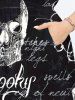 Plus Size Skull Bat Letters Moon Print Halloween Split Pocket A Line Midi Dress -  
