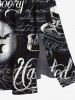 Plus Size Skull Bat Letters Moon Print Halloween Split Pocket A Line Midi Dress -  