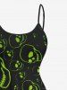 Plus Size Skull Print Halloween High Low Asymmetric Cami Dress -  