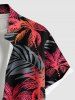 Chemise hawaïenne grande taille à imprimé feuilles tropicales et cocotiers pour homme - Noir L