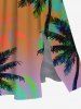 Plus Size Coconut Tree Ombre Print Hawaii Split Pocket A Line Midi Dress -  