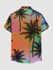 Chemise hawaïenne grande taille à imprimé ombré cocotiers et poches boutonnées pour homme - Orange 4XL