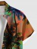 Chemise hawaïenne grande taille à imprimé ombré cocotiers et poches boutonnées pour homme - Orange 4XL