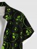 Plus Size Skull Print Halloween Button Pocket Shirt For Men -  