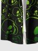 Plus Size Skull Print Halloween Button Pocket Shirt For Men -  