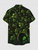 Plus Size Skull Print Halloween Button Pocket Shirt For Men -  