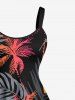 Robe débardeur trapèze hawaïenne grande taille à imprimé feuilles tropicales et cocotiers - Noir 1X