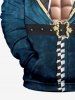 Plus Size Muscle Suit Pattern Print Halloween Drawstring Pocket Pullover Long Sleeves Hoodie For Men -  