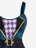 Plus Size Ruffles Suit Pattern Plaid Print Halloween A Line Tank Dress -  