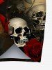 Plus Size Distressed Skull Rose Flower Print Halloween Convertible Beach Cover Up -  