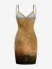 Plus Size Distressed Skull Rose Flower Print Halloween Convertible Beach Cover Up -  
