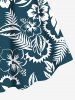 Robe débardeur hawaïenne grande taille à imprimé feuilles tropicales et fleurs d'hibiscus - Bleu Marine XXS