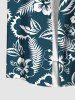 Plus Size Hibiscus Flowers Tropical Leaf Print Buttons Pocket Hawaii Shirt For Men -  