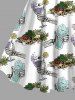 Plus Size Skulls Skeleton Claw Flowers Leaf Fruit Juice Print Hawaii Tank Dress -  