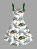 Plus Size Skulls Skeleton Claw Flowers Leaf Fruit Juice Print Hawaii Tank Dress -  
