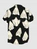 Plus Size Halloween Ghost Print Buttons Pocket Shirt For Men -  
