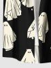 Chemise à boutons et poches grande taille pour homme, imprimé fantôme d'Halloween - Noir 5XL