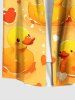 Plus Size Ducks Heart Print Buttons Pocket Hawaii Shirt For Men -  
