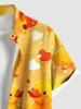 Plus Size Ducks Heart Print Buttons Pocket Hawaii Shirt For Men -  