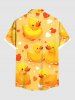 Plus Size Ducks Heart Print Buttons Pocket Hawaii Shirt For Men -  