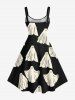 Plus Size Halloween Ghost Print Tank Dress -  