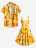 Robe débardeur hawaïenne grande taille à imprimé cœurs et canards - Jaune 4X