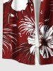 Plus Size Hibiscus Flower Tropical Leaf Print Buttons Pocket Hawaii Shirt For Men -  