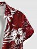 Plus Size Hibiscus Flower Tropical Leaf Print Buttons Pocket Hawaii Shirt For Men -  