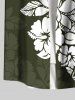 Plus Size Hibiscus Flowers Leaf Print Buttons Pocket Hawaii Shirt For Men -  