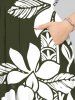 Plus Size Hibiscus Flowers Leaf Print Split Hawaii Midi Dress -  