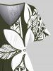 Plus Size Hibiscus Flowers Leaf Print Split Hawaii Midi Dress -  