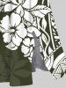 Robe mi-longue hawaïenne fendue à imprimé feuilles et fleurs d'hibiscus grande taille - Vert Armée  4X
